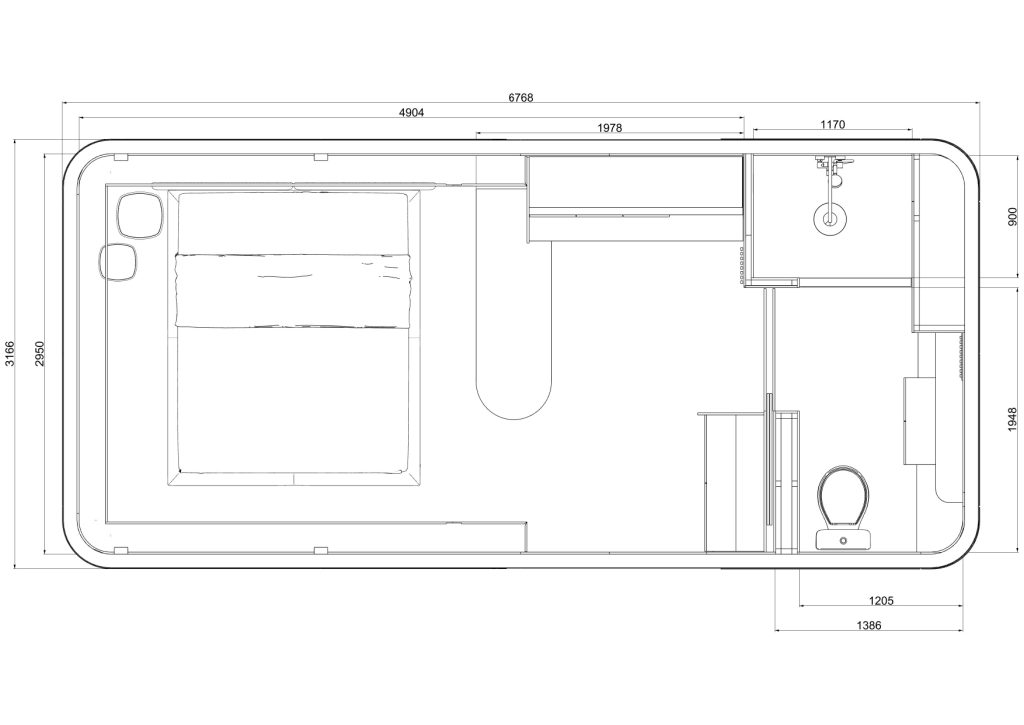 PLANTABAIXA E PERSPECTIVA - Modelo 1 Casa Capsula