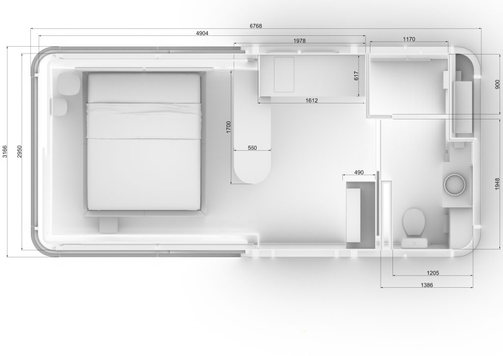 PLANTABAIXA E PERSPECTIVA - Modelo 1 Casa Capsula4
